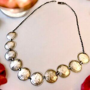 Silver Coins from Australia Necklace Three Pence 1943 Choker 15"
